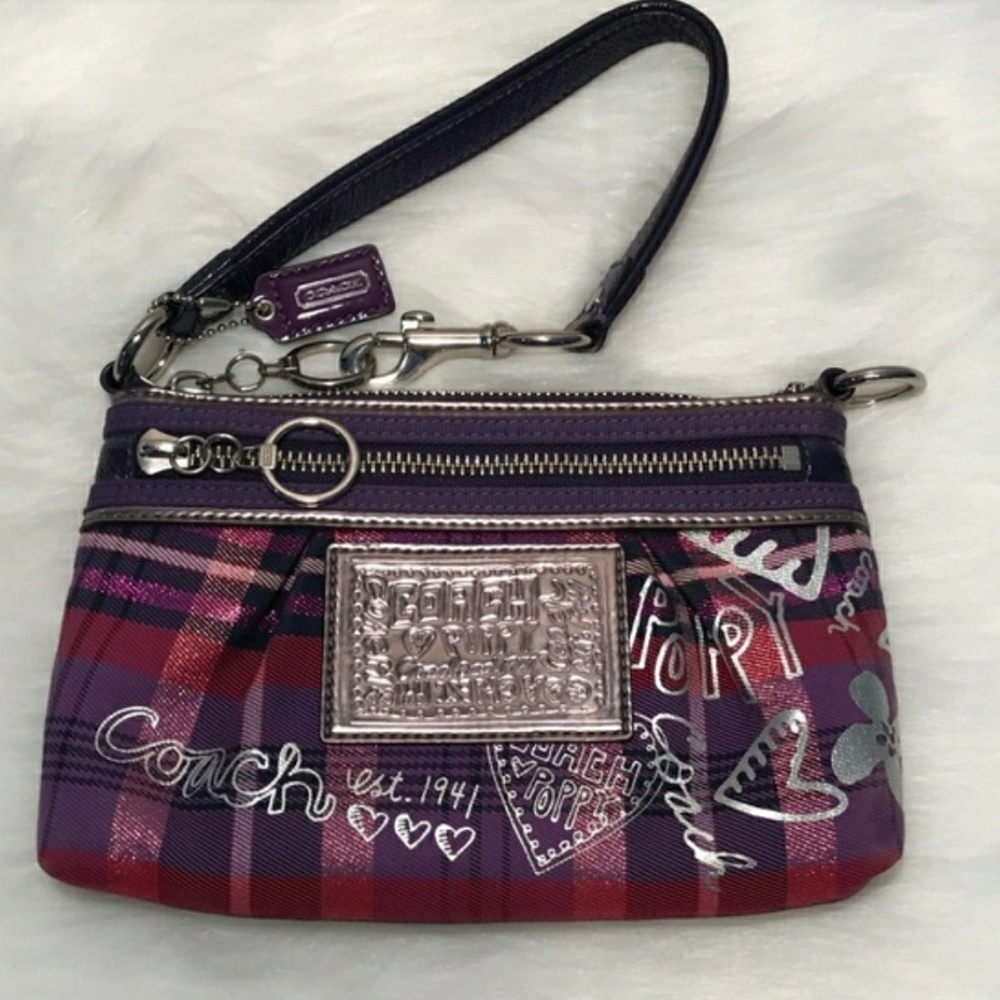 Coach Poppy pleated plaid wrislet.